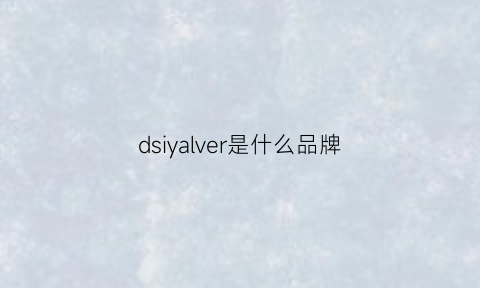 dsiyalver是什么品牌(DSIYALVER是什么品牌衣服)