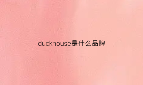 duckhouse是什么品牌(duckdown是啥子牌子)