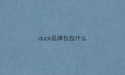 duck品牌包包什么(duckandcover品牌)