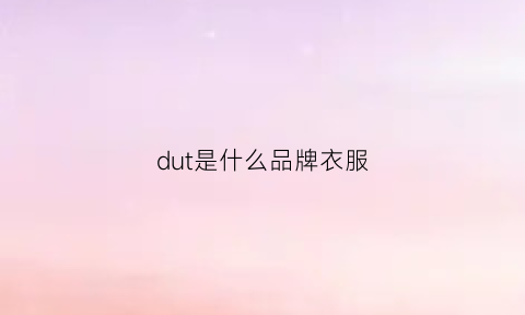 dut是什么品牌衣服