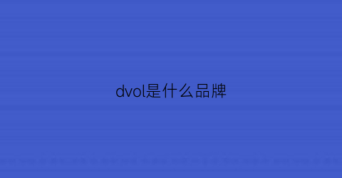 dvol是什么品牌(dvsn是什么品牌)