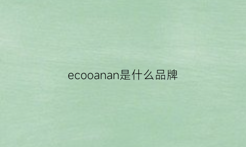 ecooanan是什么品牌(ecoo啥牌子)