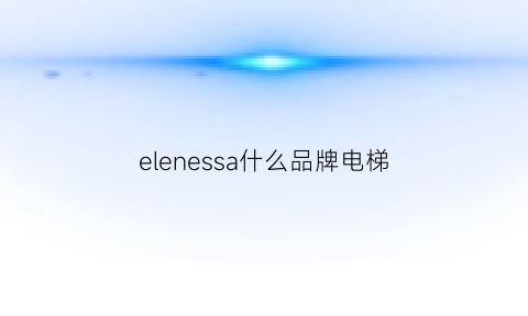 elenessa什么品牌电梯