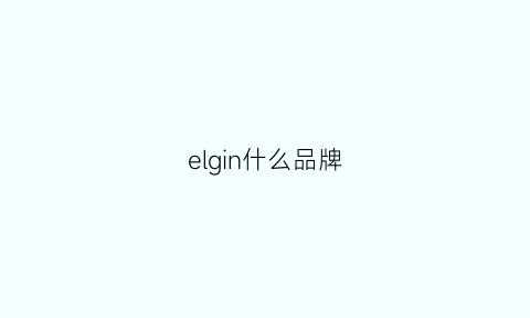 elgin什么品牌