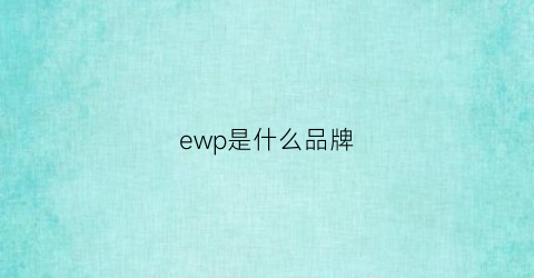 ewp是什么品牌(ewpk是什么牌子衣服)