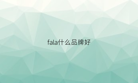 fala什么品牌好(falasada是什么牌子)