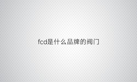 fcd是什么品牌的阀门