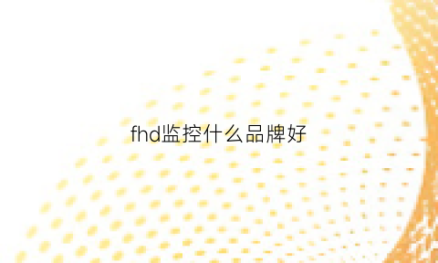 fhd监控什么品牌好