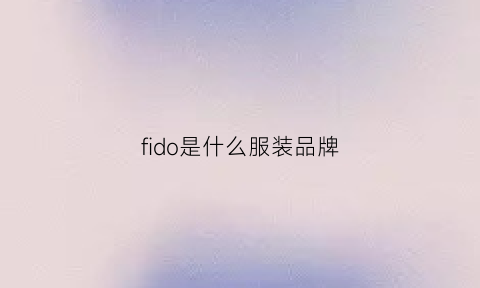 fido是什么服装品牌(fingdy是什么品牌服装)