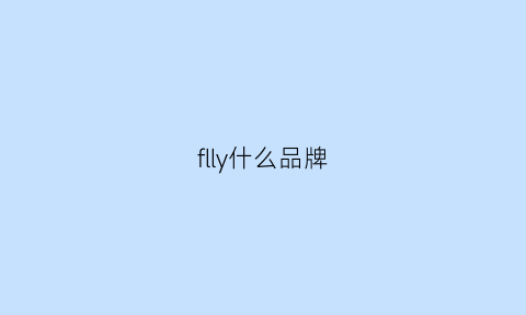 flly什么品牌(fleybig是什么品牌)