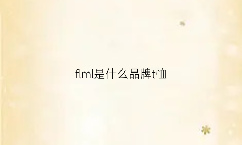 flml是什么品牌t恤