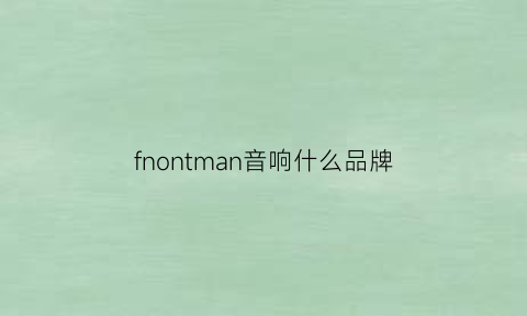 fnontman音响什么品牌(nfd音响是什么牌子)