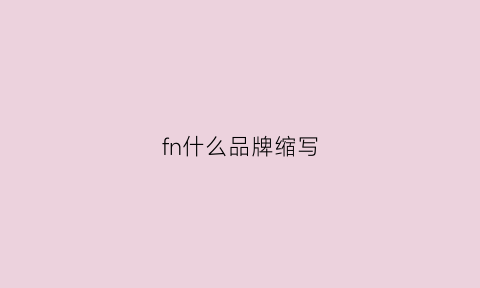 fn什么品牌缩写(fnj是什么品牌)