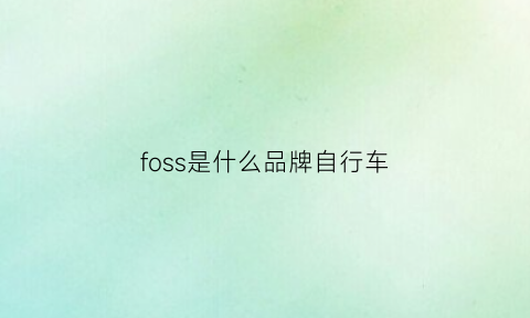 foss是什么品牌自行车(fes是什么自行车)