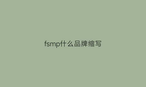 fsmp什么品牌缩写(fsm是什么的英文缩写)