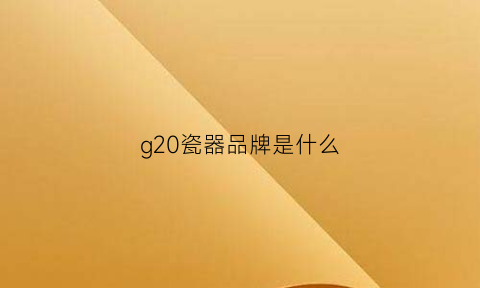 g20瓷器品牌是什么(g20用的瓷器是哪家店生产的)