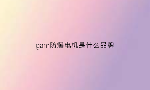 gam防爆电机是什么品牌(防爆电机排名前100名)