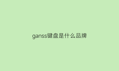 ganss键盘是什么品牌(ganss键帽怎么样)