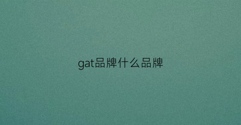 gat品牌什么品牌(ga是什么牌子的)