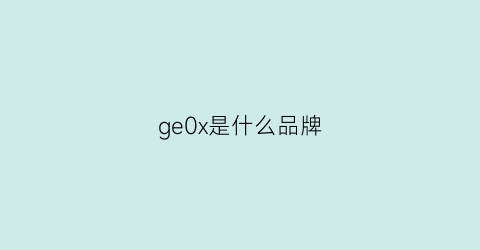 ge0x是什么品牌(ge是什么牌子)