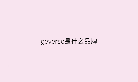 geverse是什么品牌(gevery是什么牌子)