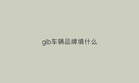 glb车辆品牌填什么