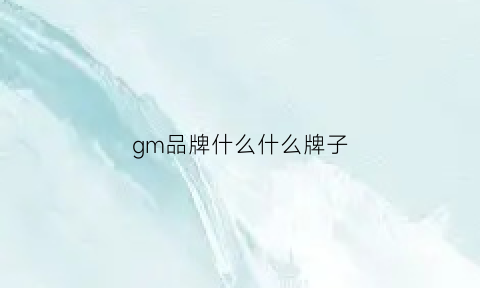 gm品牌什么什么牌子(gm什么品牌的衣服)