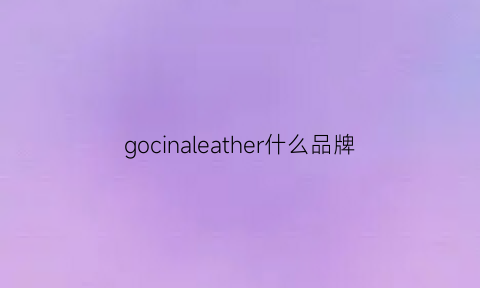 gocinaleather什么品牌(gocina是什么档次)