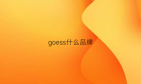 goess什么品牌(gorsson是哪的品牌)