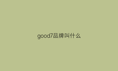 good7品牌叫什么(goodio是什么牌子)