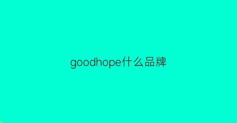 goodhope什么品牌(goodpair是什么牌子)