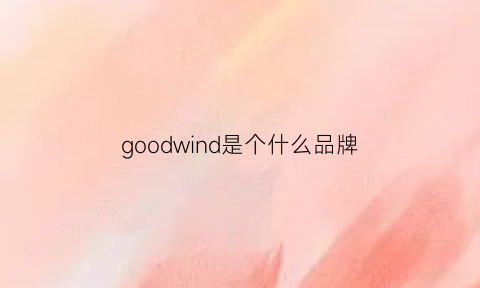 goodwind是个什么品牌(good是什么品牌衣服)