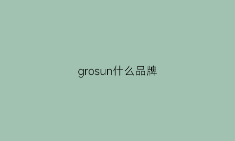 grosun什么品牌(grover是什么牌子)