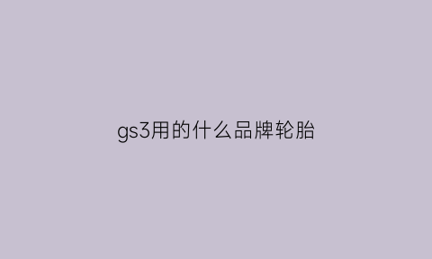 gs3用的什么品牌轮胎