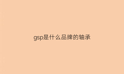 gsp是什么品牌的轴承(gsp是什么品牌半轴)