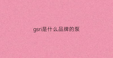 gsri是什么品牌的泵