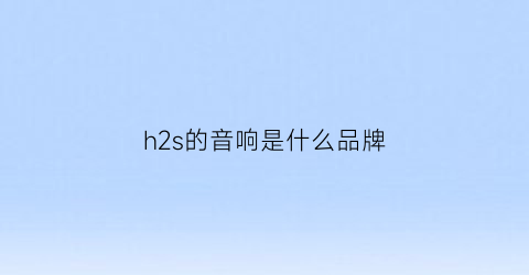 h2s的音响是什么品牌(s2音箱)