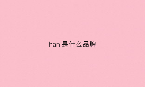 hani是什么品牌(hans是什么牌子)