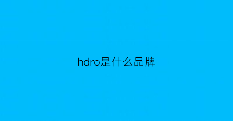 hdro是什么品牌(hd是哪个品牌)