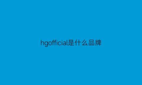 hgofficial是什么品牌