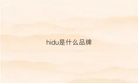 hidu是什么品牌(hi是啥品牌)