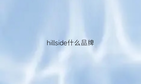 hillside什么品牌(hilldi是什么档次)