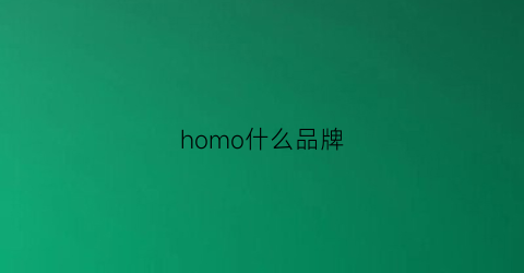 homo什么品牌(homophony是什么品牌)