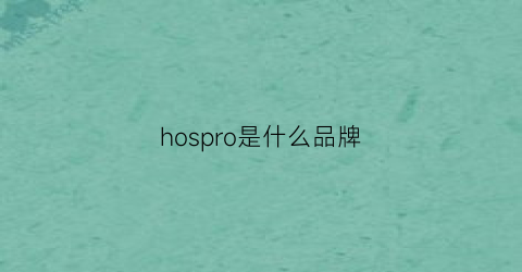 hospro是什么品牌(ho是什么牌子)