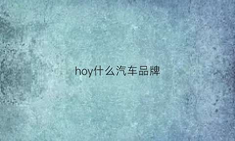 hoy什么汽车品牌(hoho是什么车)