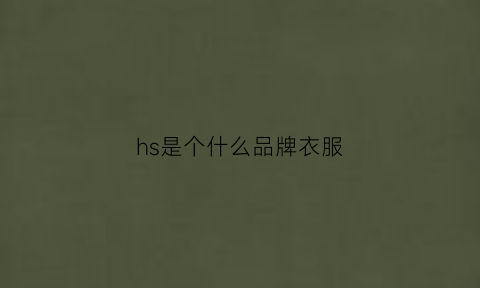 hs是个什么品牌衣服(hsh是什么牌子的衣服)