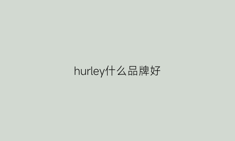 hurley什么品牌好