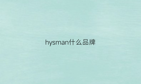 hysman什么品牌(hysanone是什么牌子)