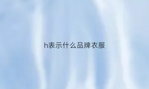 h表示什么品牌衣服(h是什么衣服品牌logo)