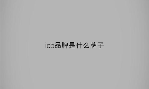 icb品牌是什么牌子(icnmb是什么牌子)